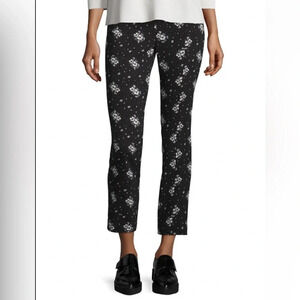 cinq a sept Stardust Onyx Slim Cropped Pants, Black/Multi size 4